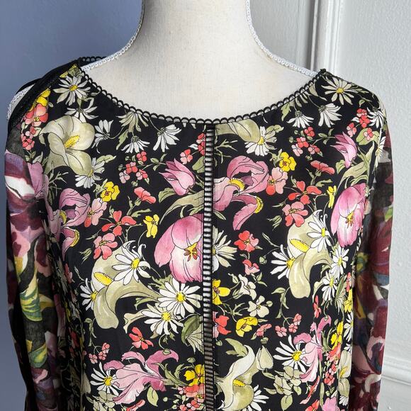 3.1 Phillip Lim Silk Floral Top Cold Shoulder Meadow Flower Spring Womens Size 8 - Picture 3 of 14
